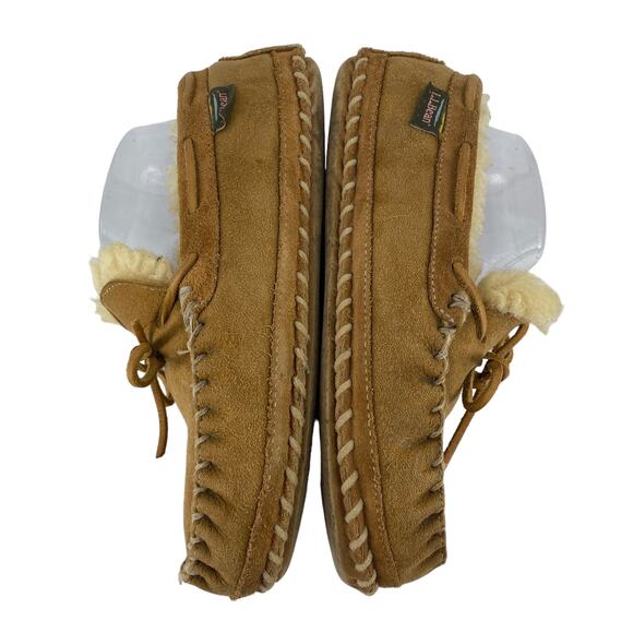 Women's L.L. BEAN Size 8 Medium Shearling Lined Suede Slippers Moccasins Loafers - Picture 11 of 14